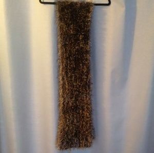 Knitted Brown fuzzy hand made scarf